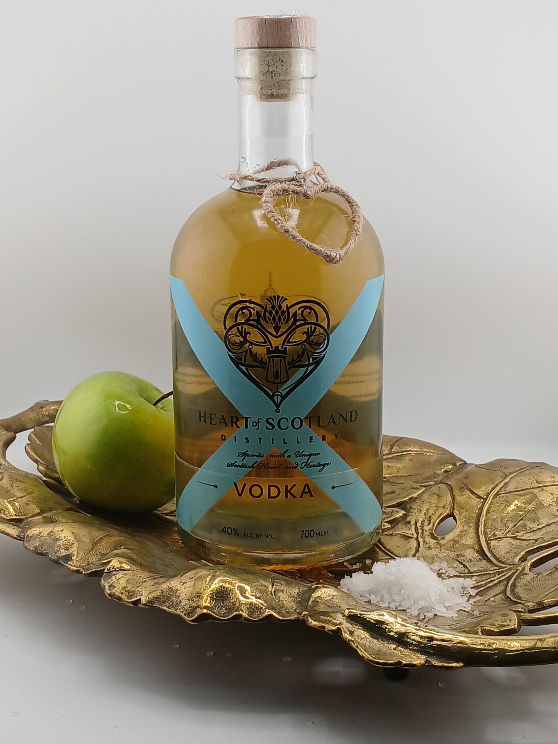 Scottish Apple Vodka by Heart of Scotland Distillery—crafted in small batches with real apples for a crisp, naturally sweet flavour.