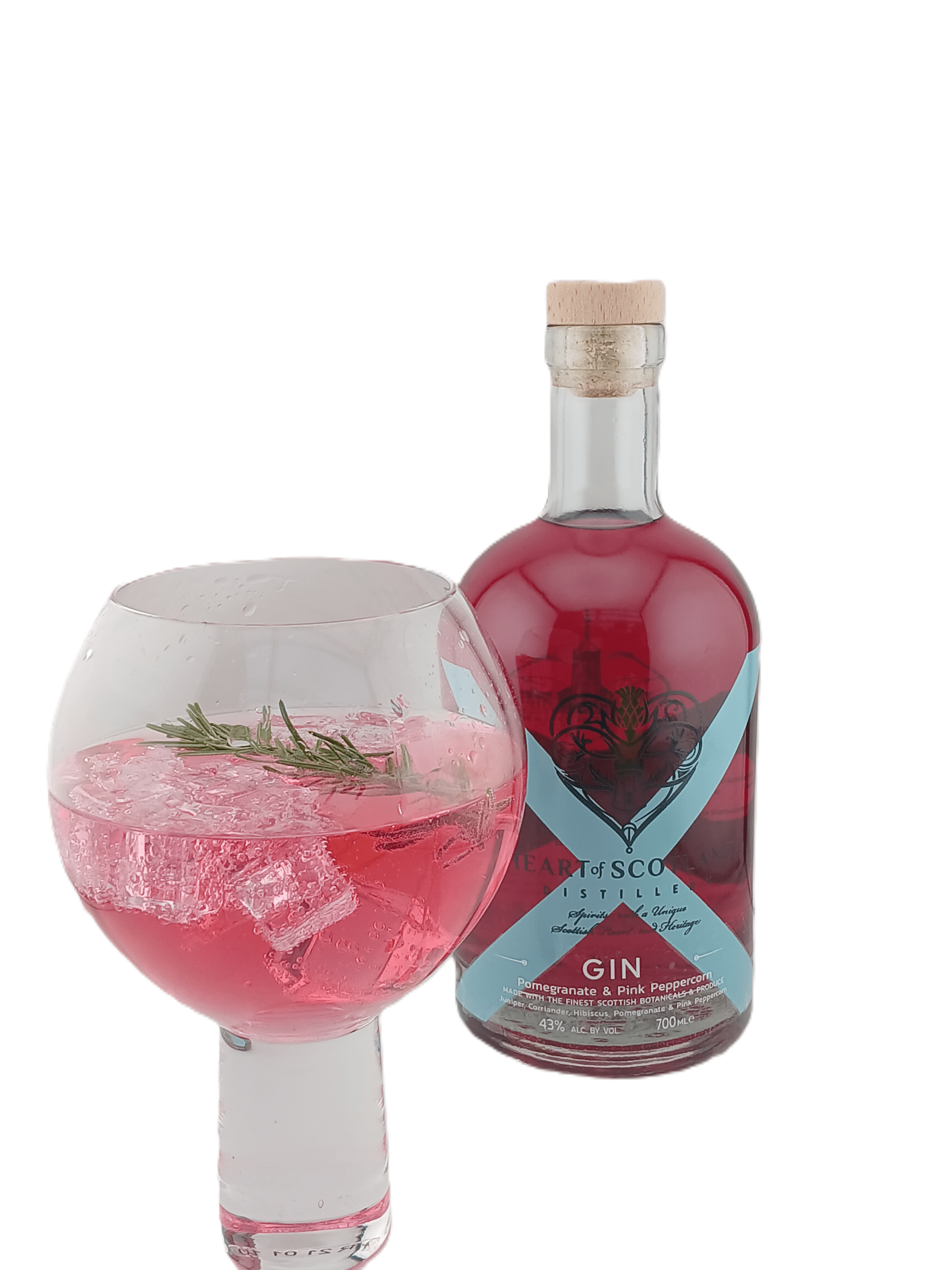 Pink Pomegranate Gin Fizz cocktail with a rich pink hue, highlighting our craftsmanship in this Scottish Craft Premium pink Gin