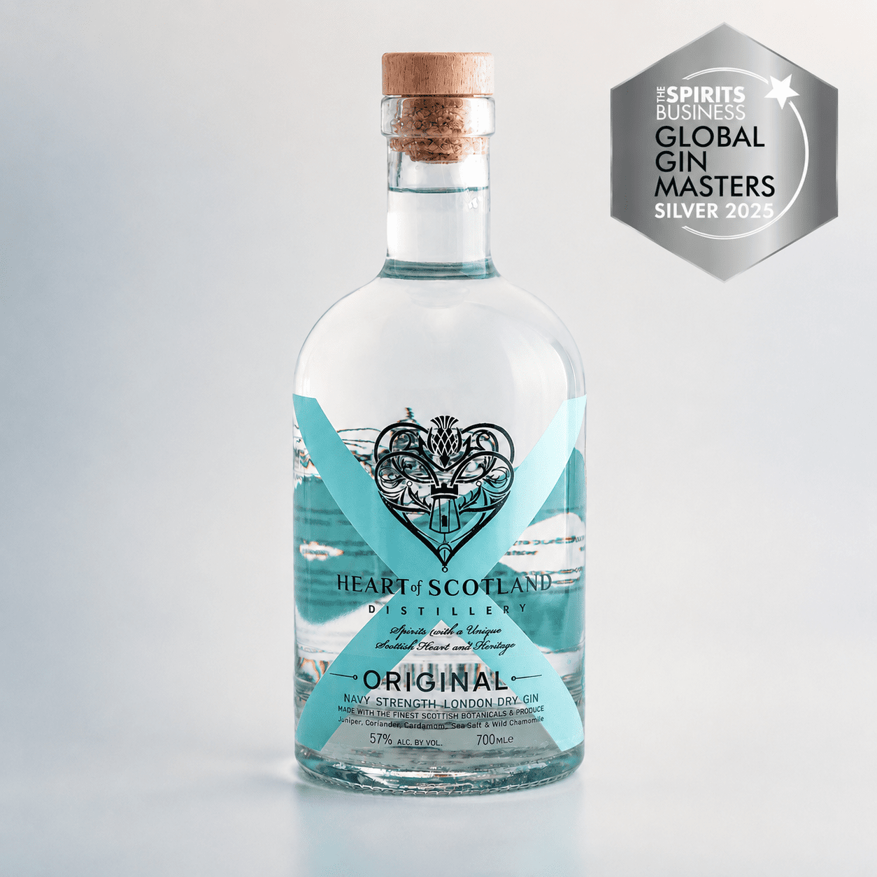 Heart of Scotland Navy Strength London Dry Gin 70cl bottle, Global Gin Masters Silver 2025 winne