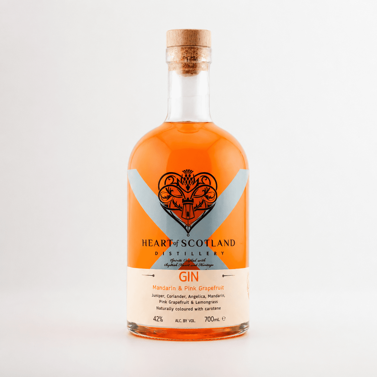 Heart of scotland mandarin and pink grape fruit gin700ml bottle