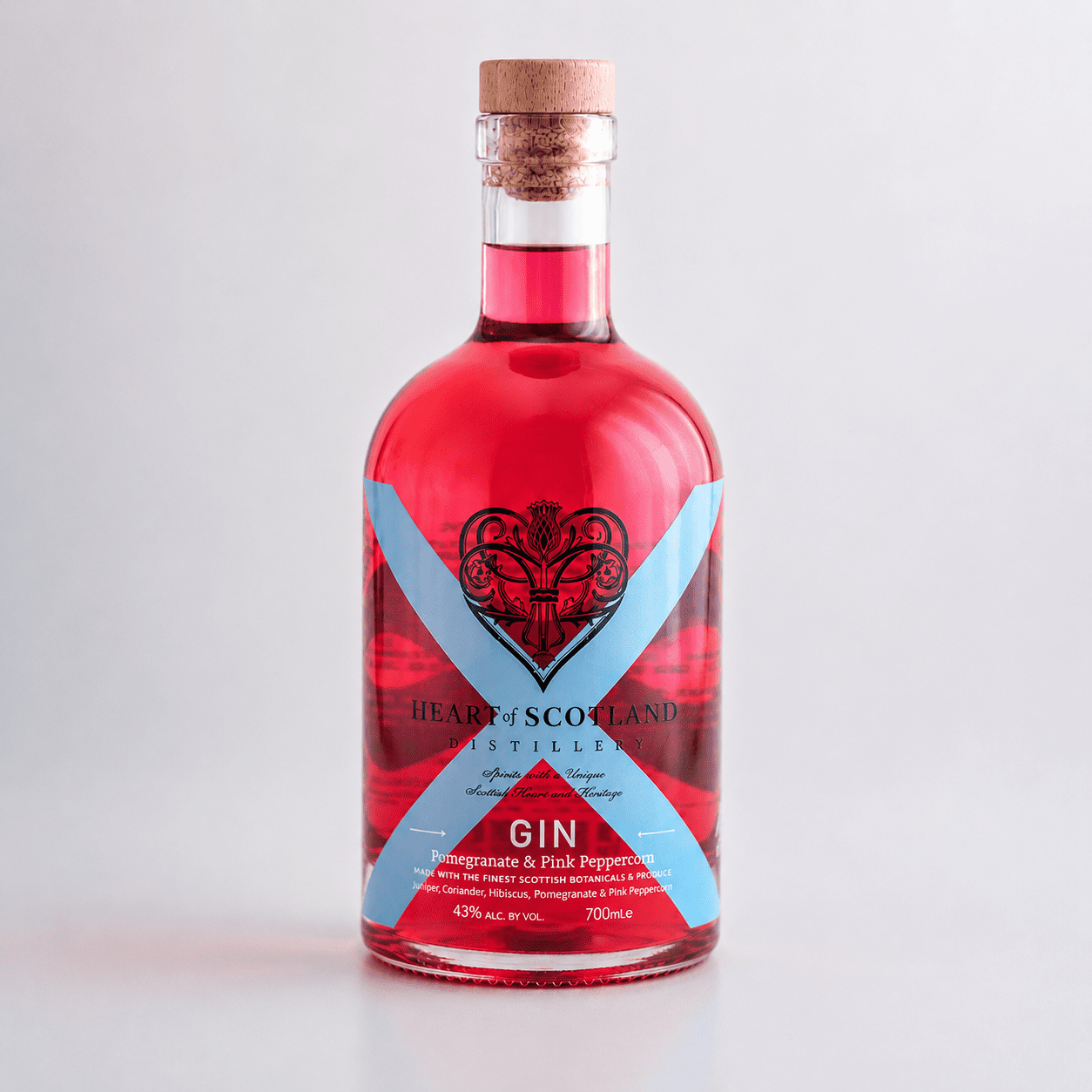 Heart of Scotland Pomegranate and Pink Peppercorn Gin 70cl bottle, London Spirits Competition Silver 2026 winner